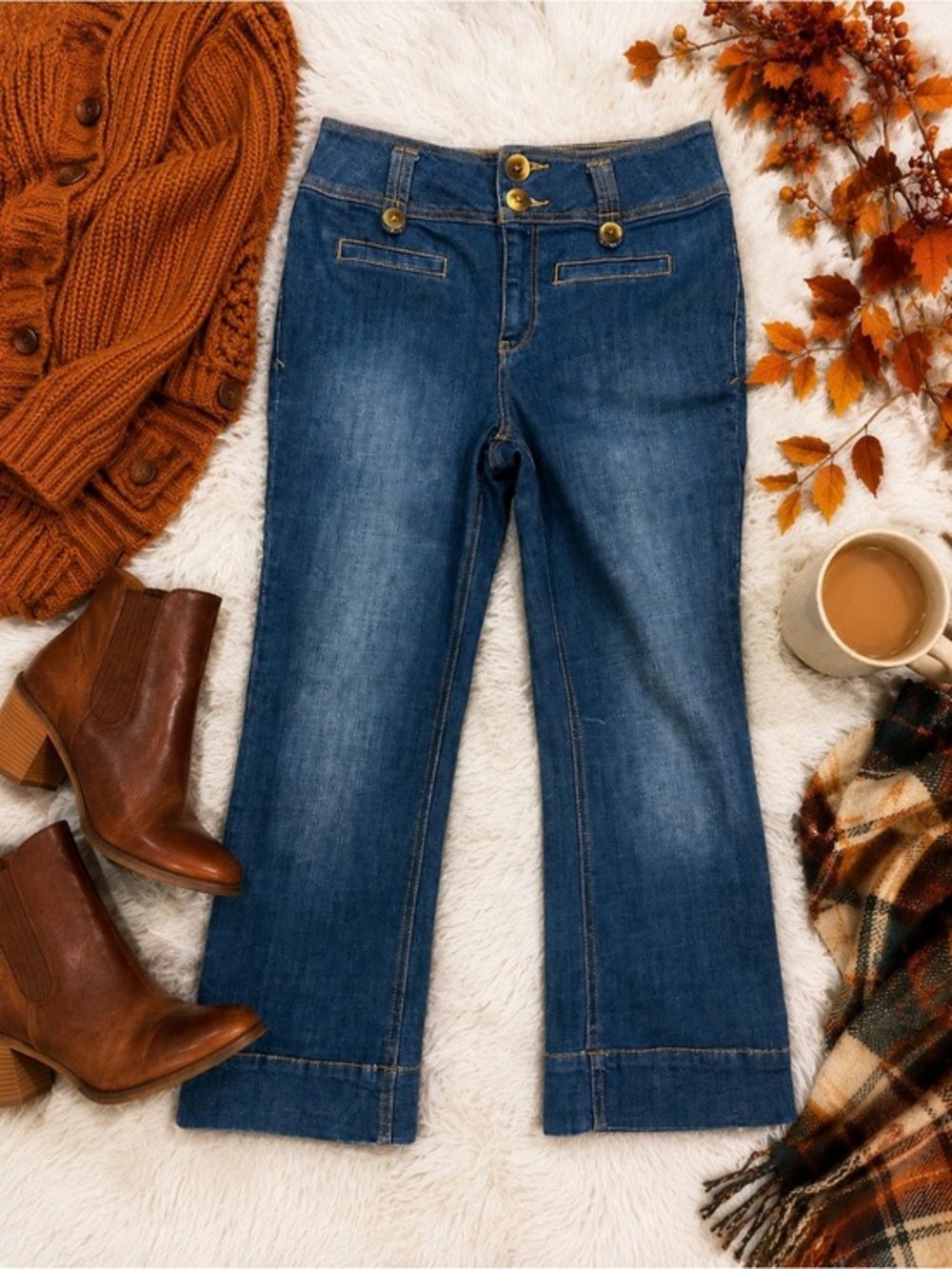Pilcro & The Letterpress Anthropologie Crop Flare Trouser Jeans 28 Petite